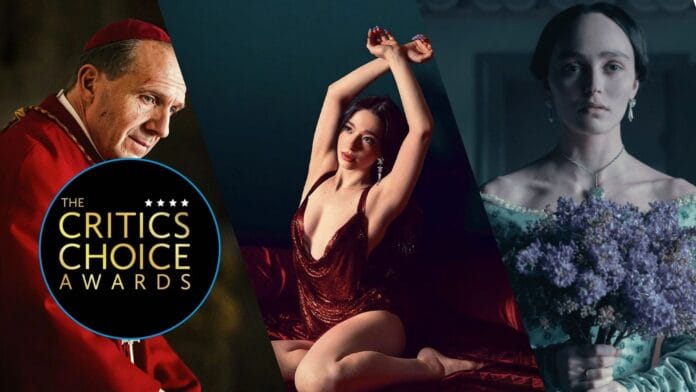conclave, anora e nosferatu em foto ilustrativa do Critics Choice Awards 2025