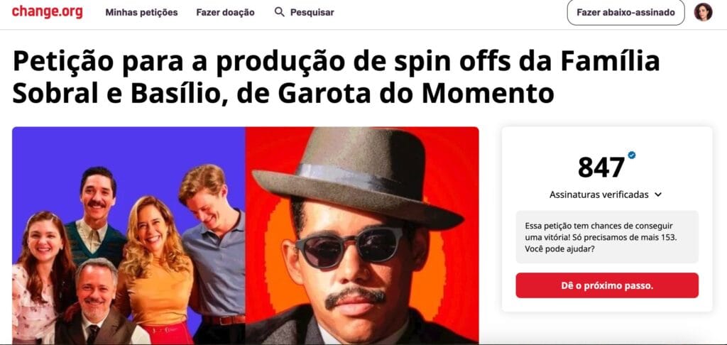 A campanha foi criada por fãs da novela  "Garota do Momento" 